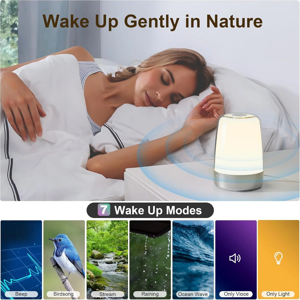 Sunrise Alarm Clock with Wake-Up Light | RGB Bedside Lamp | 3-Level Dimmable | Modern Compact Design | Natural Light Simulation for Heavy Sleepers