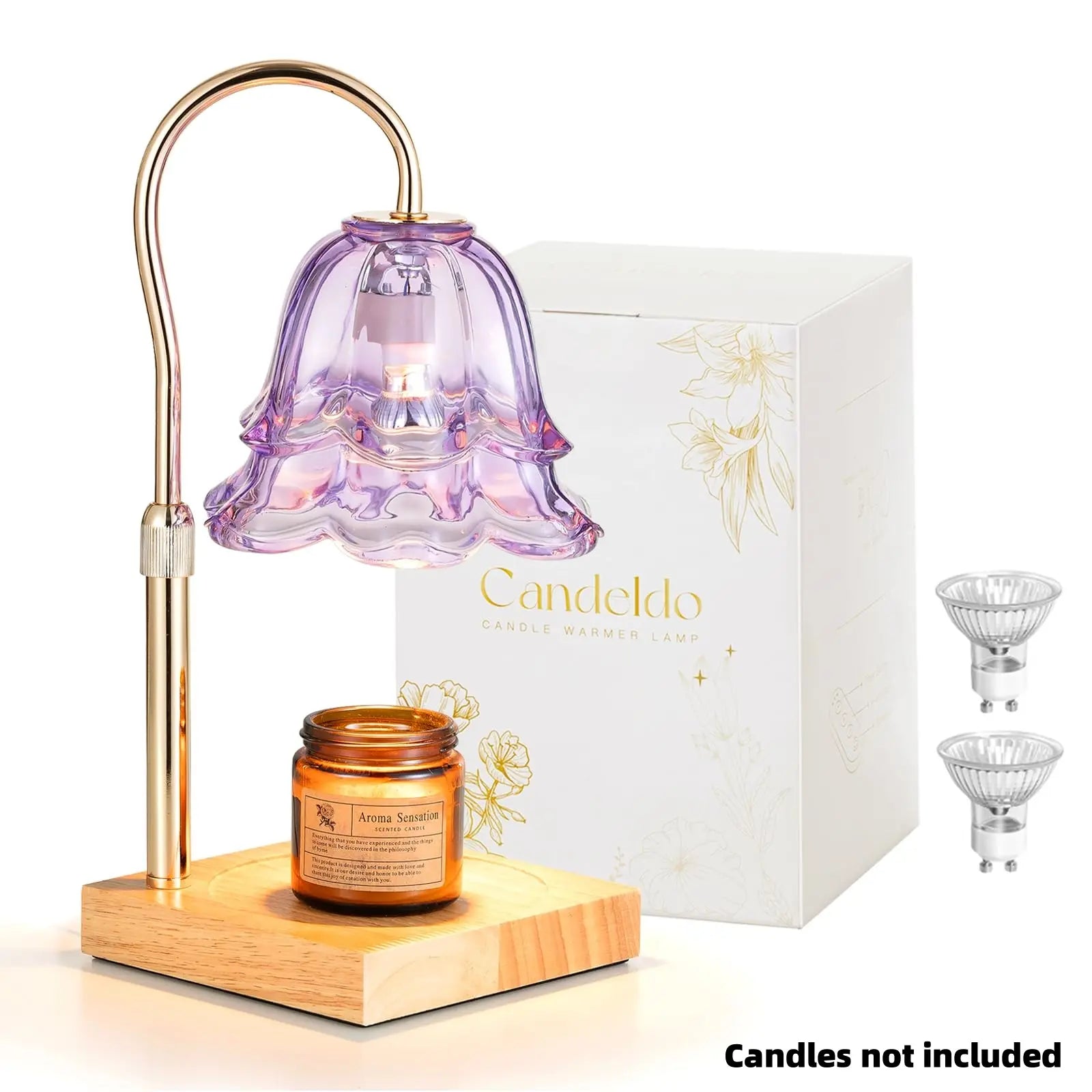 Flower Candle Warmer Lamp – Flameless, Adjustable Height, Timer | Elegant Home Decor & Gift for Mom