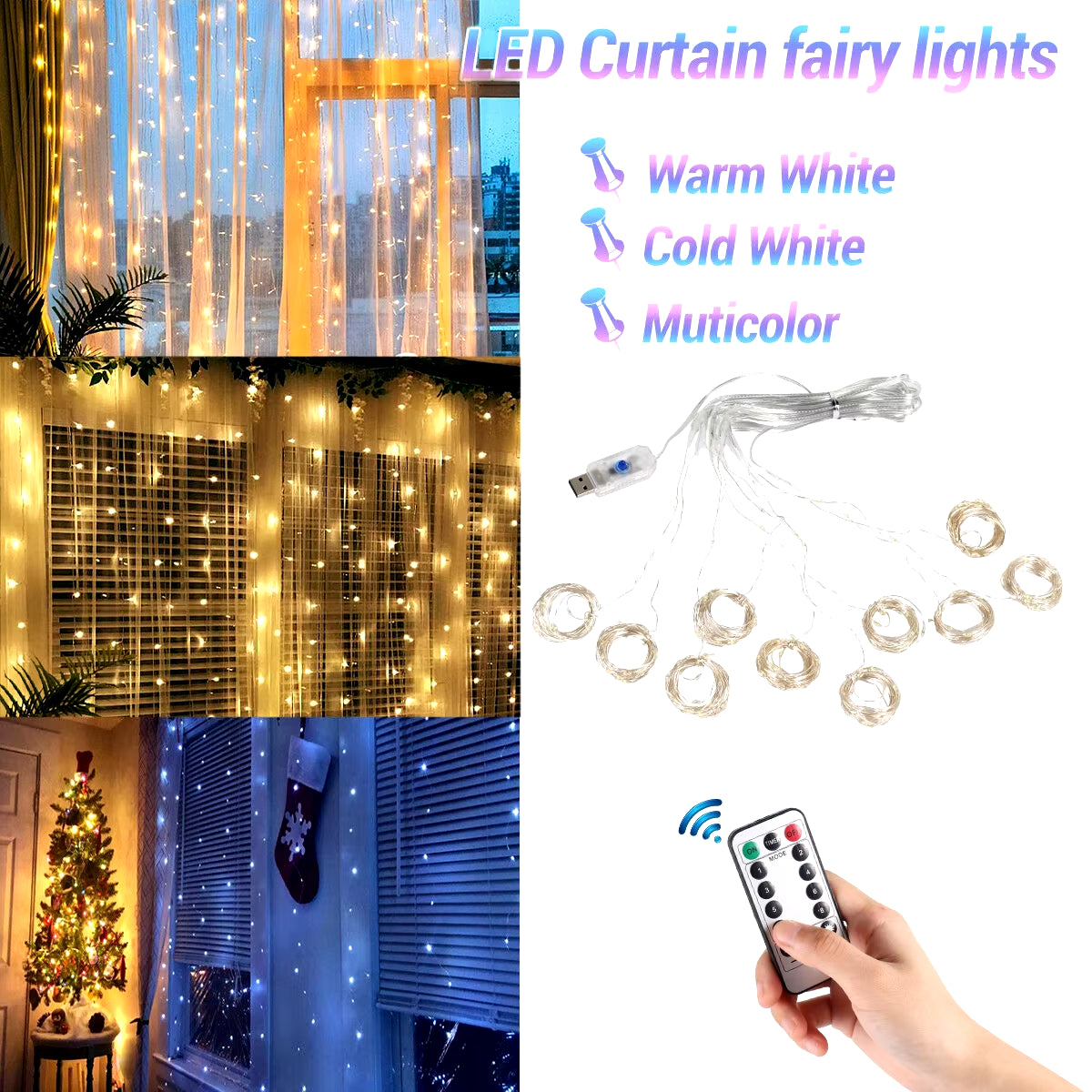 USB Festoon Fairy String Lights – Warm Garland Curtain Light for Home Decor