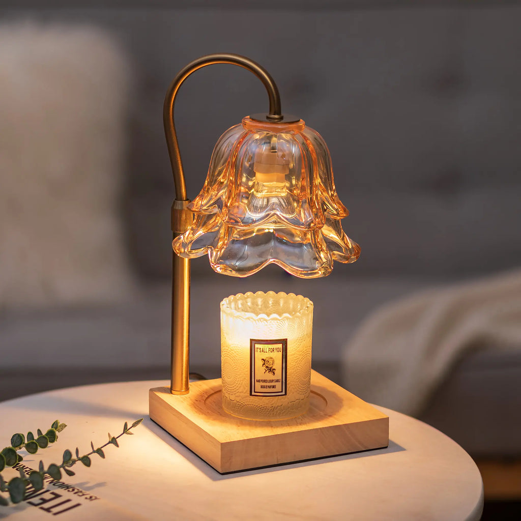 Flower Candle Warmer Lamp – Flameless, Adjustable Height, Timer | Elegant Home Decor & Gift for Mom