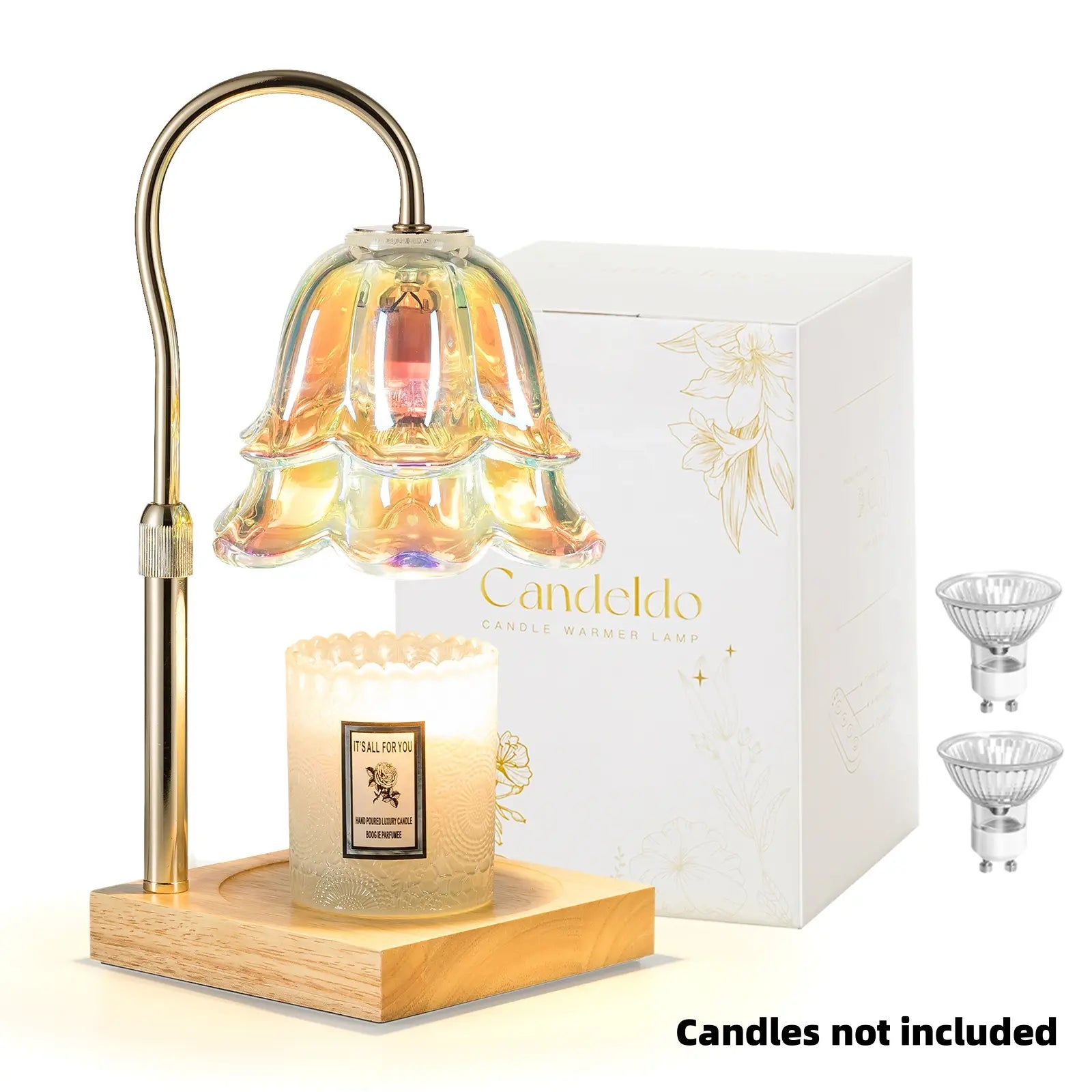 Flower Candle Warmer Lamp – Flameless, Adjustable Height, Timer | Elegant Home Decor & Gift for Mom