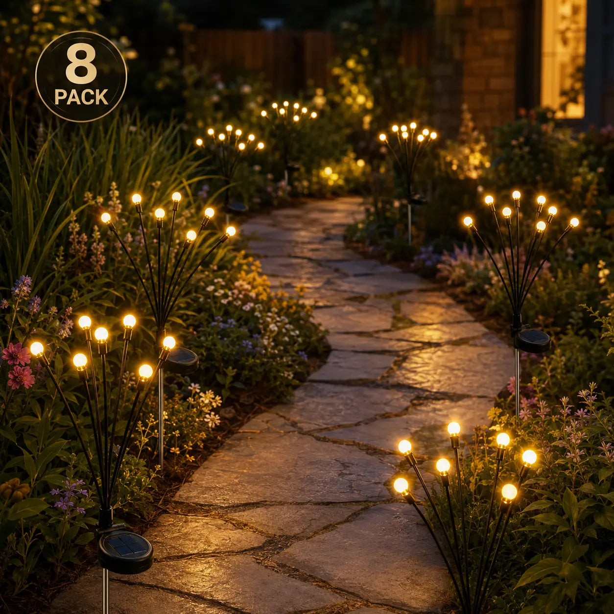 Solar Firefly Stake Lights – Auto Dusk-to-Dawn, Waterproof, 4/8 Pack | Garden & Pathway Decor