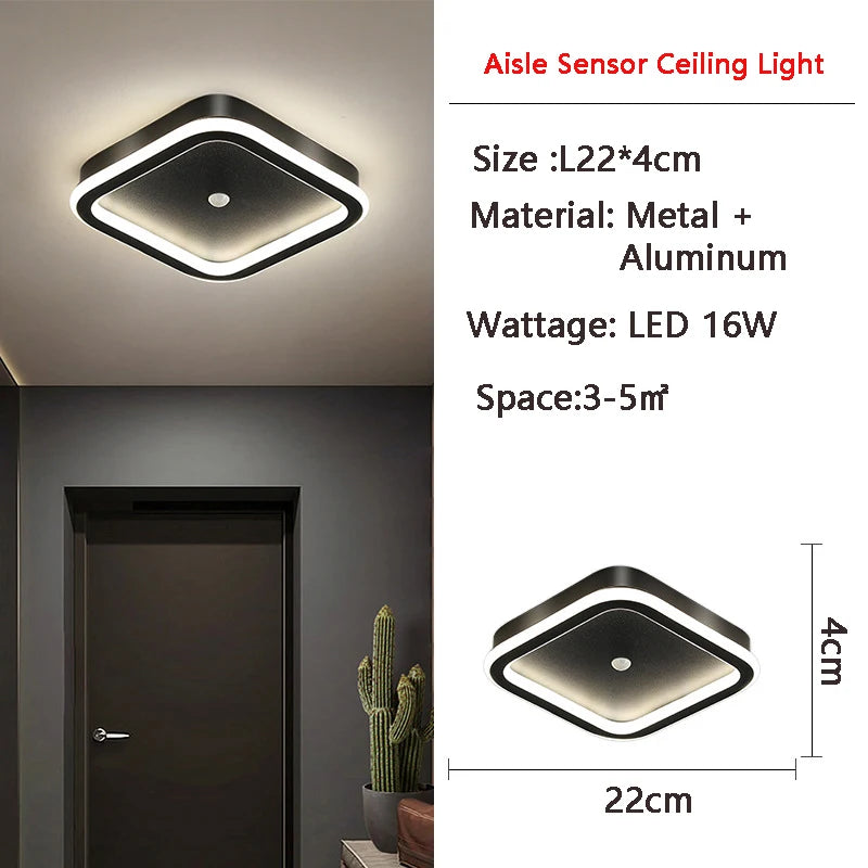 Motion Sensor LED Ceiling Light | PIR Auto On/Off | 9W 14W 16W | Indoor Flush Mount Lamp for Bedroom, Hallway, Corridor & Entryway