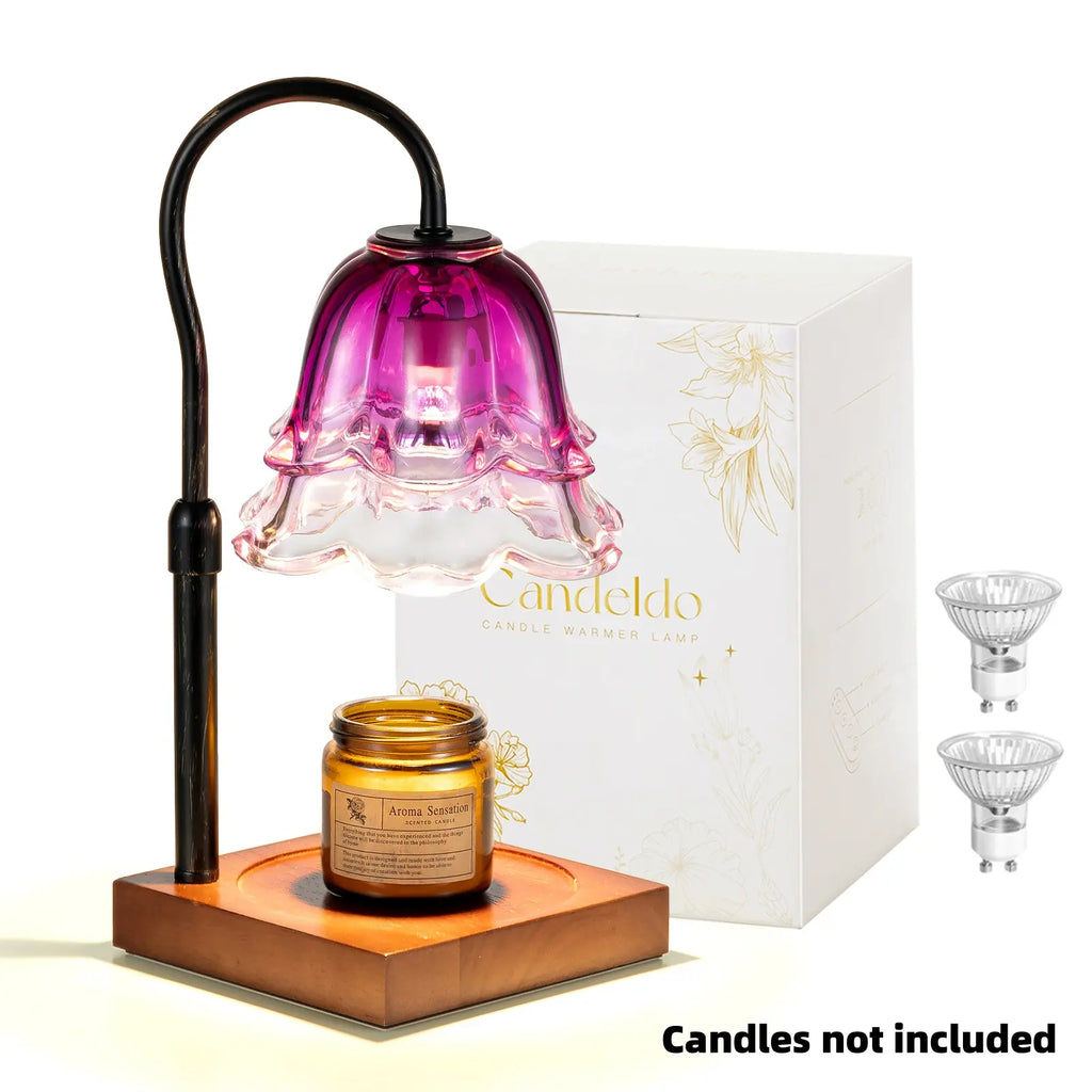 Flower Candle Warmer Lamp – Flameless, Adjustable Height, Timer | Elegant Home Decor & Gift for Mom