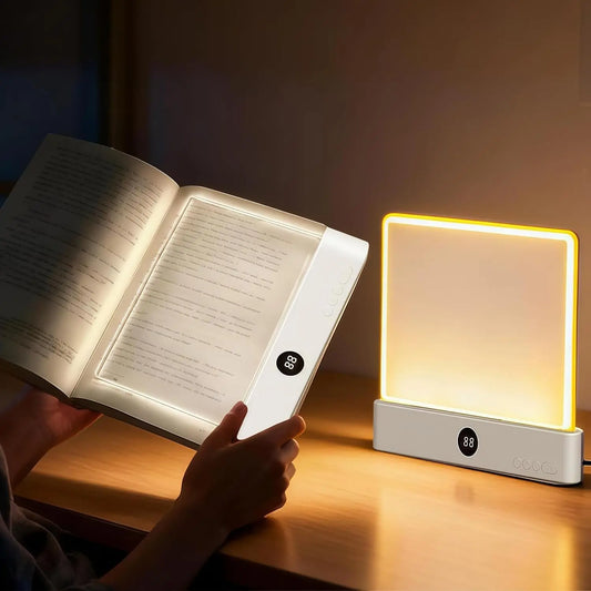 Smart LED Reading Light, Book Lamp Box, Rechargeable Transparent LED Flat Reading Light, with Timer, Doodle Desktop Study Light, the Dream Light for Quiet Readers.