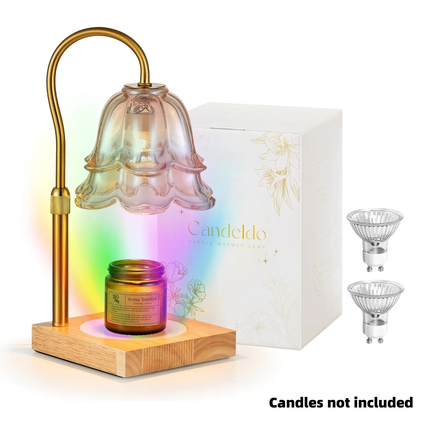 Flower Candle Warmer Lamp – Flameless, Adjustable Height, Timer | Elegant Home Decor & Gift for Mom