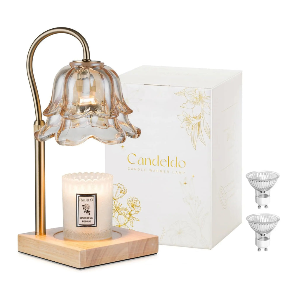 Flower Candle Warmer Lamp – Flameless, Adjustable Height, Timer | Elegant Home Decor & Gift for Mom