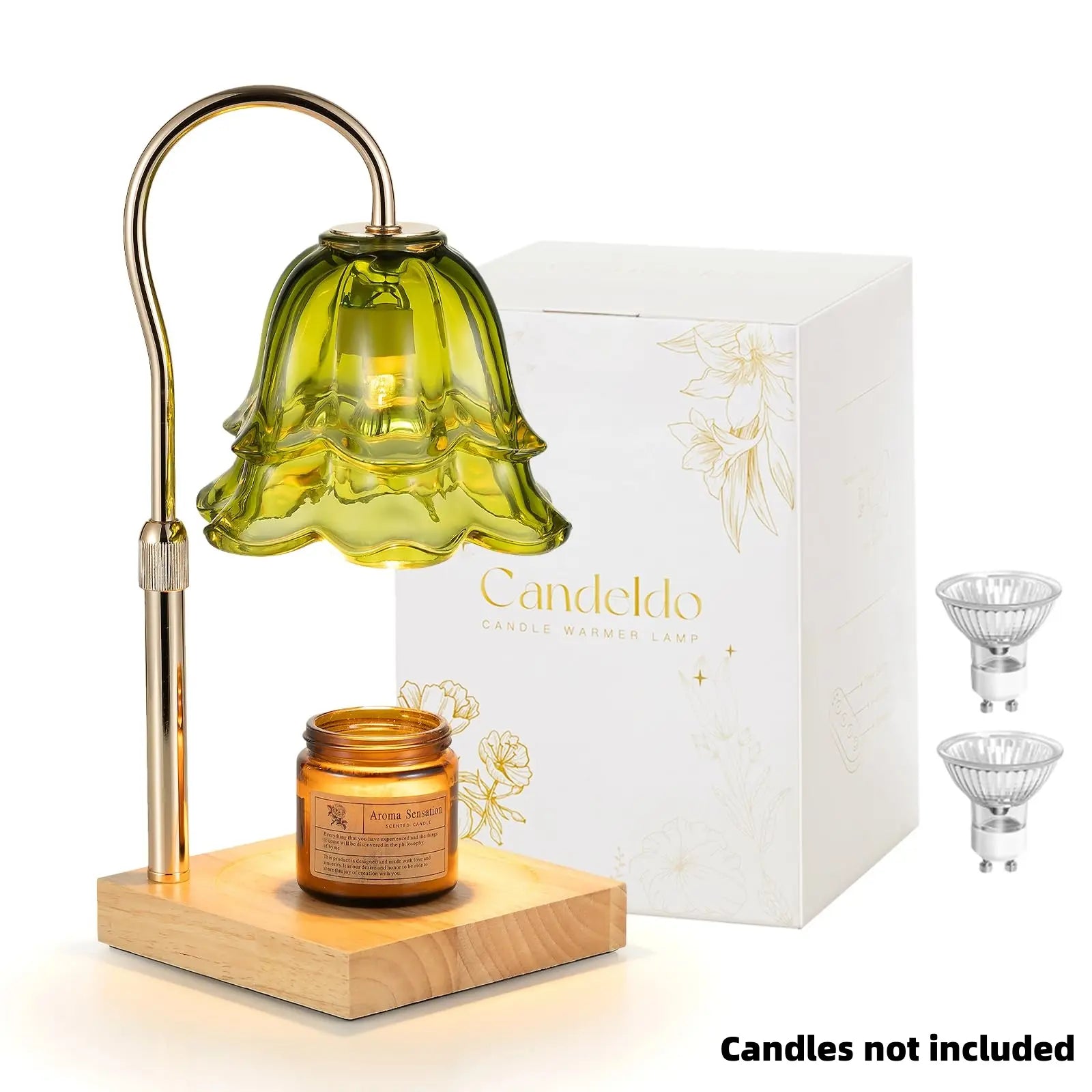 Flower Candle Warmer Lamp – Flameless, Adjustable Height, Timer | Elegant Home Decor & Gift for Mom