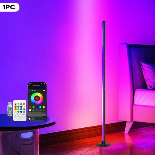 RGBIC LED Floor Lamp Color Changing Corner Light with App & Remote Control Music Sync Smart Ambient Lighting for Gaming Room Living Room Bedroom Decor Modern Cool Stuff for Teens Gamers