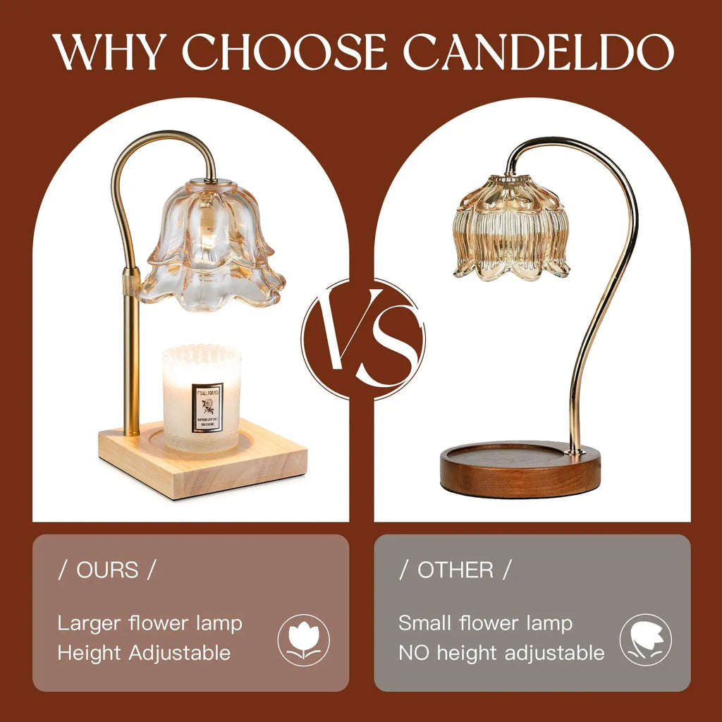 Flower Candle Warmer Lamp – Flameless, Adjustable Height, Timer | Elegant Home Decor & Gift for Mom