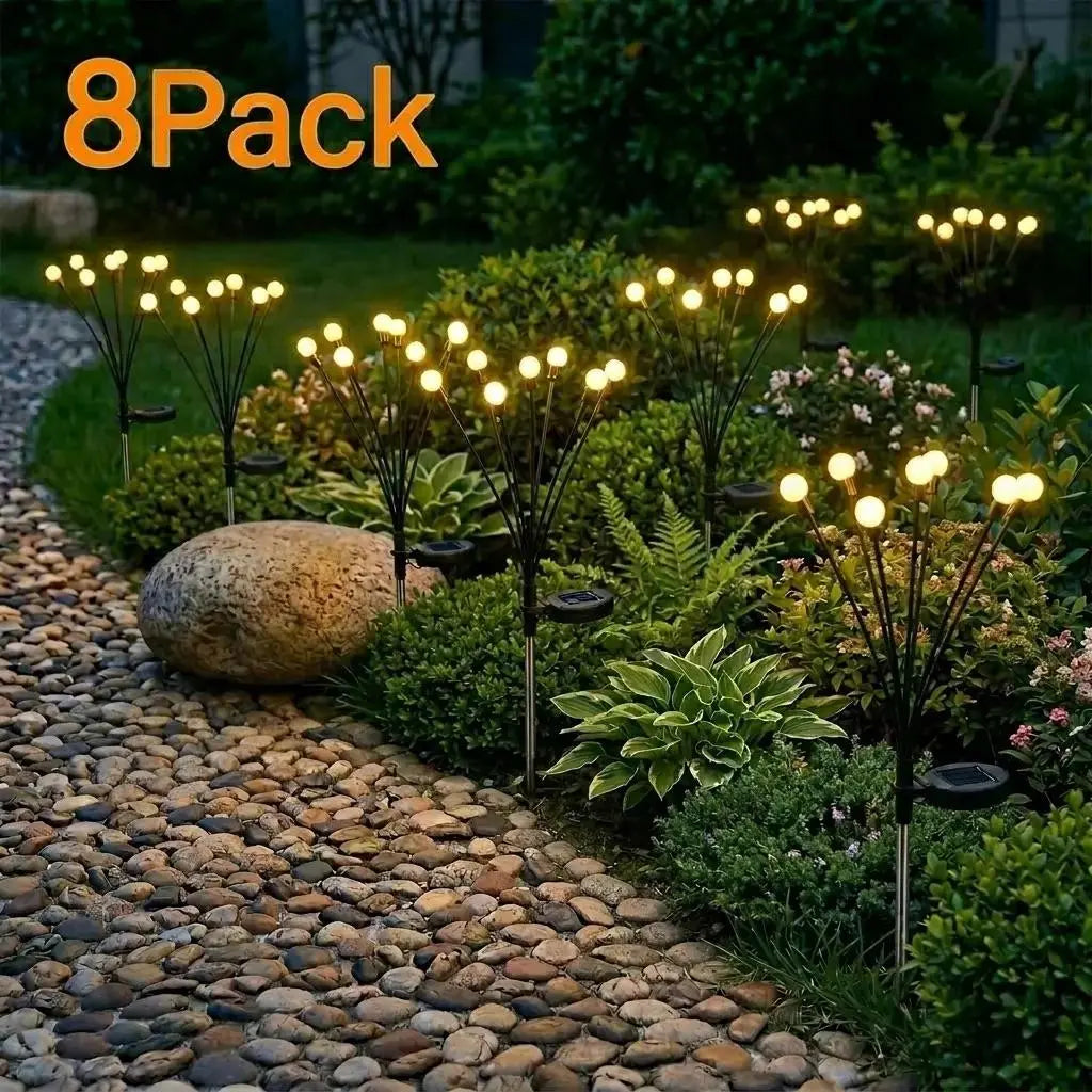 Solar Firefly Stake Lights – Auto Dusk-to-Dawn, Waterproof, 4/8 Pack | Garden & Pathway Decor