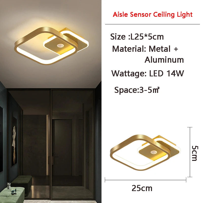 Motion Sensor LED Ceiling Light | PIR Auto On/Off | 9W 14W 16W | Indoor Flush Mount Lamp for Bedroom, Hallway, Corridor & Entryway
