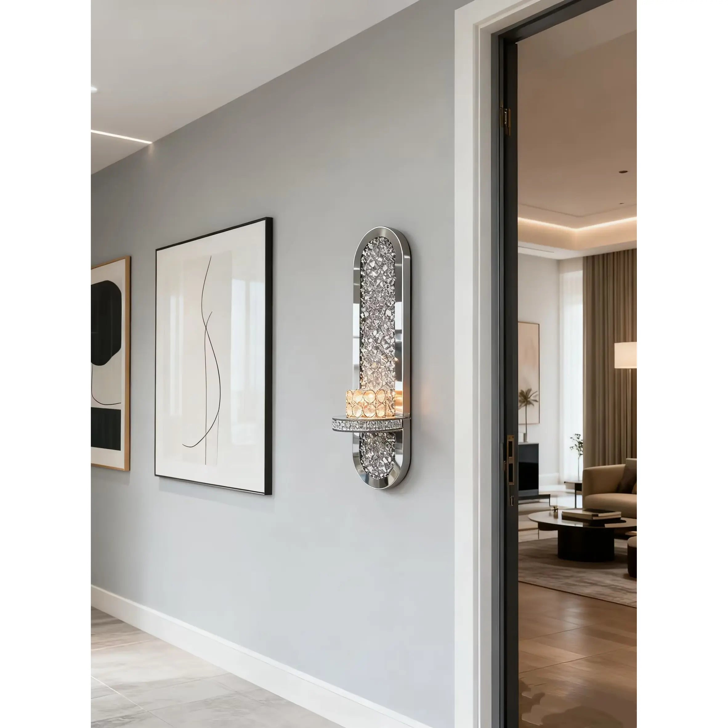 2Pcs Mirror Wall-Mounted Candlestick Shelf, Mirror Wall-Mounted Candlestick, Wall-Mounted Candlestick, Mirror Wall Decor, Bathroom Decor and Accessories, Modern Aesthetic Room Decor, Wall Art Ornament, Home Decoration, Bathroom Decoration