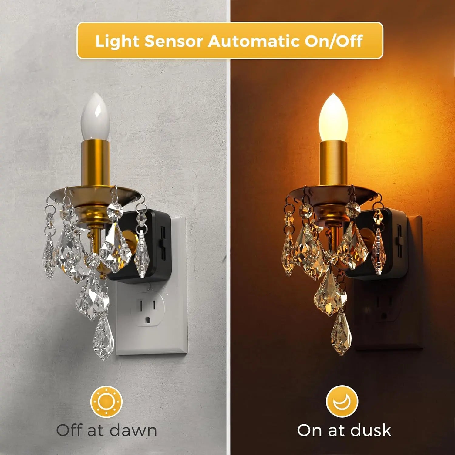 [Ideal Gift] Candle Style Night Light Plug into Wall with Dusk to Dawn Sensor, Halloween 0-100LM Dimmable for Dinning Room, Living Room, Bathroom, Hallway