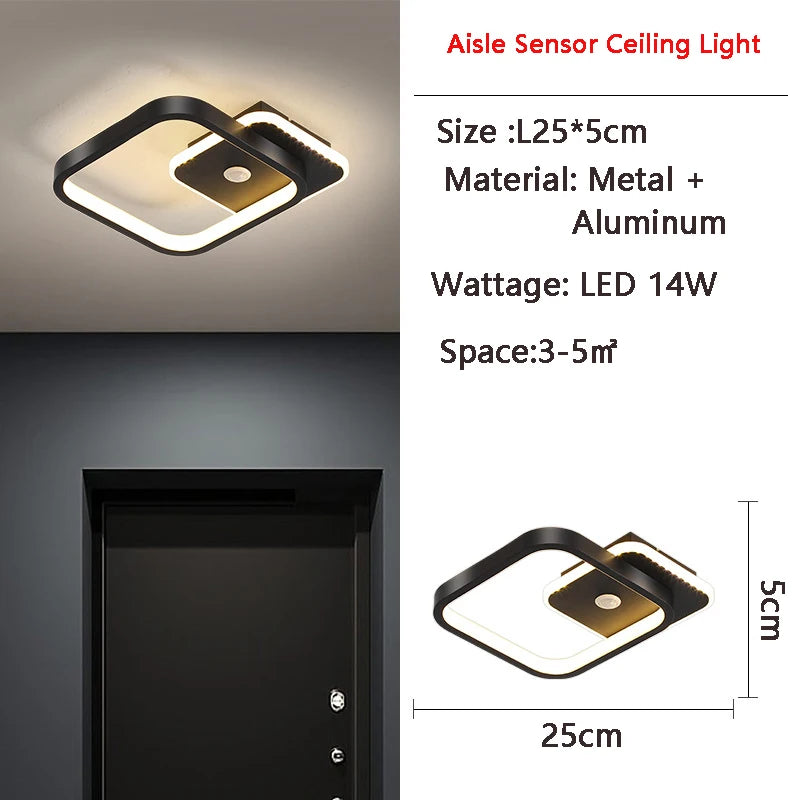 Motion Sensor LED Ceiling Light | PIR Auto On/Off | 9W 14W 16W | Indoor Flush Mount Lamp for Bedroom, Hallway, Corridor & Entryway