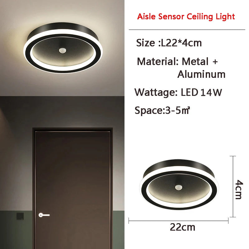 Motion Sensor LED Ceiling Light | PIR Auto On/Off | 9W 14W 16W | Indoor Flush Mount Lamp for Bedroom, Hallway, Corridor & Entryway