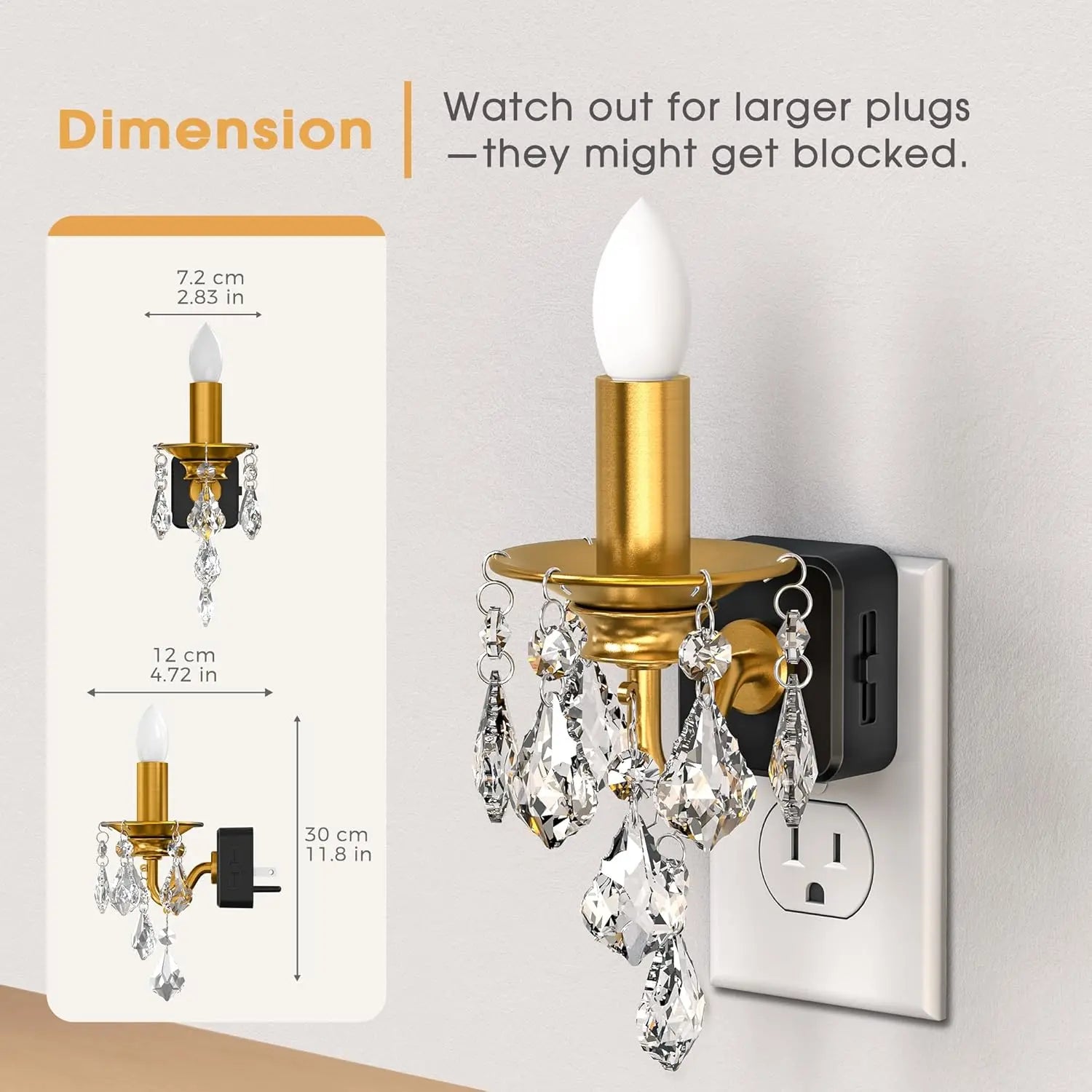 [Ideal Gift] Candle Style Night Light Plug into Wall with Dusk to Dawn Sensor, Halloween 0-100LM Dimmable for Dinning Room, Living Room, Bathroom, Hallway