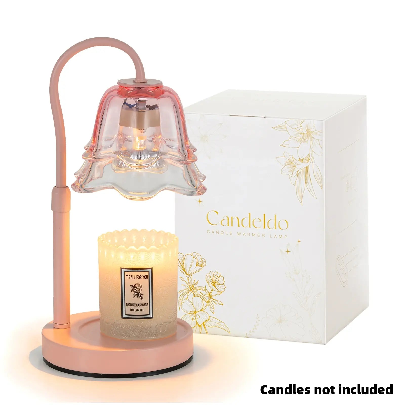Flower Candle Warmer Lamp – Flameless, Adjustable Height, Timer | Elegant Home Decor & Gift for Mom