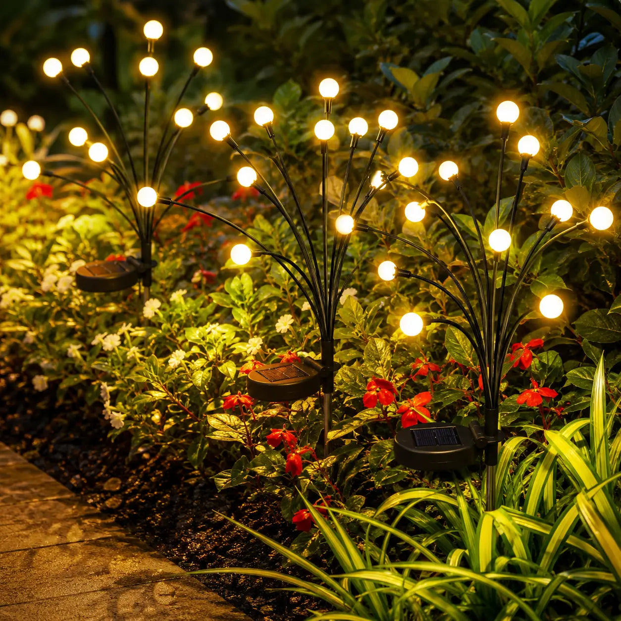 Solar Firefly Stake Lights – Auto Dusk-to-Dawn, Waterproof, 4/8 Pack | Garden & Pathway Decor
