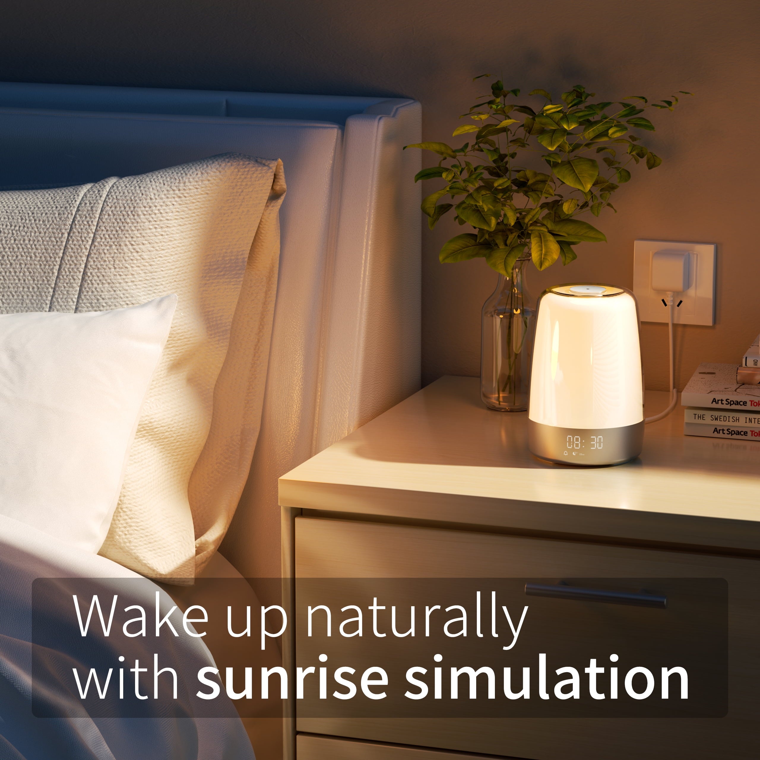Sunrise Alarm Clock with Wake-Up Light | RGB Bedside Lamp | 3-Level Dimmable | Modern Compact Design | Natural Light Simulation for Heavy Sleepers