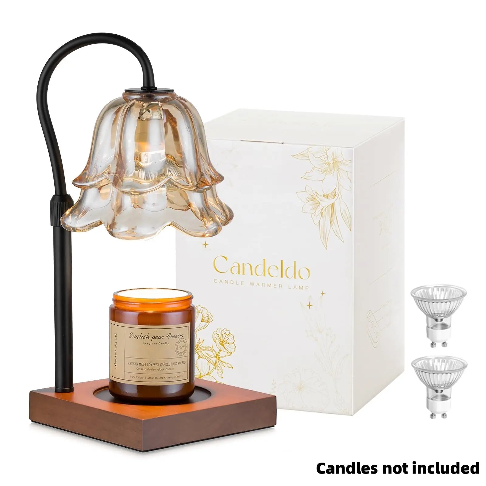 Flower Candle Warmer Lamp – Flameless, Adjustable Height, Timer | Elegant Home Decor & Gift for Mom