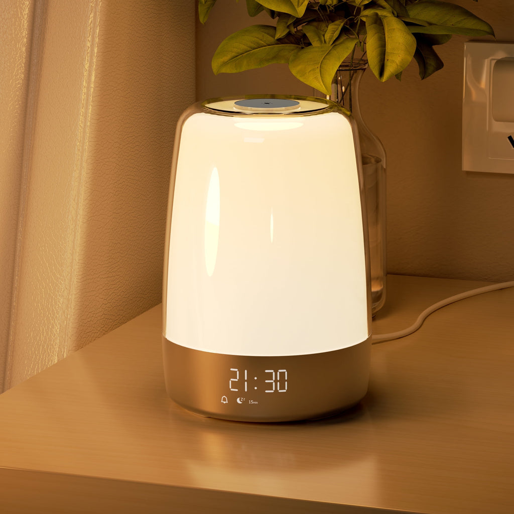 Sunrise Alarm Clock with Wake-Up Light | RGB Bedside Lamp | 3-Level Dimmable | Modern Compact Design | Natural Light Simulation for Heavy Sleepers