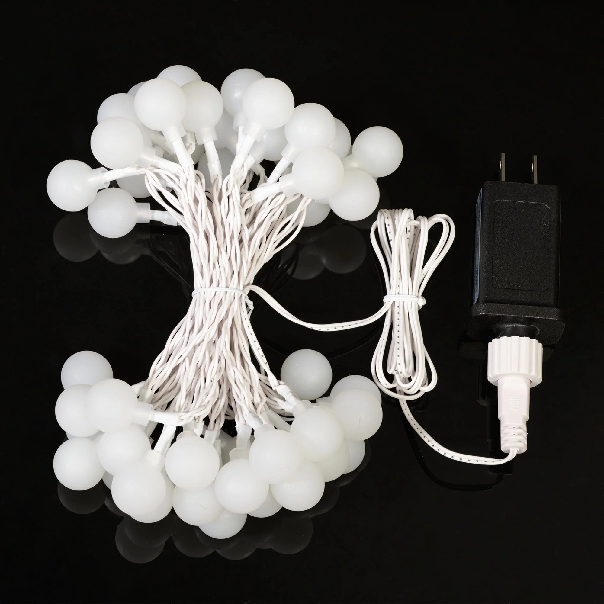 Indoor LED Globe String Lights – 50 Frosted White G20 Bulbs | AC Powered 4.5V | Warm Decorative Lighting for Home, Bedroom & Parties