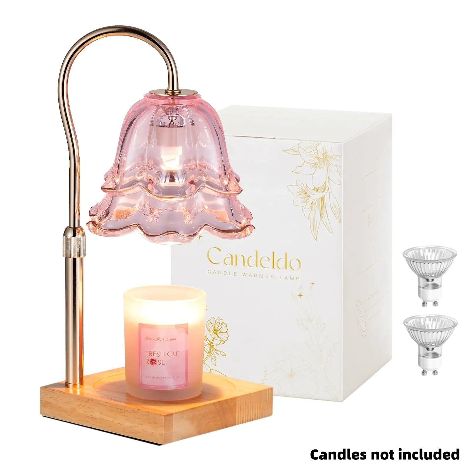 Flower Candle Warmer Lamp – Flameless, Adjustable Height, Timer | Elegant Home Decor & Gift for Mom