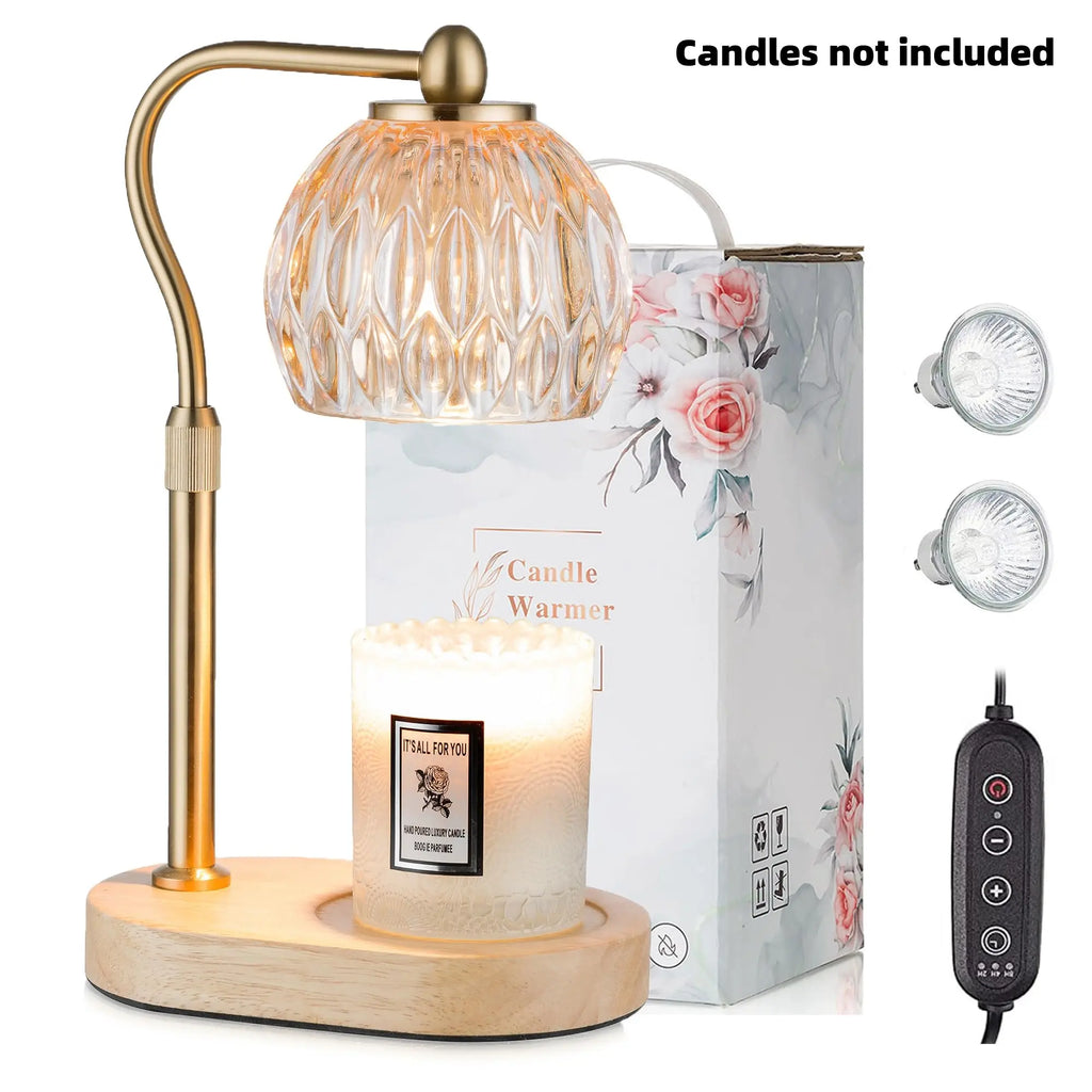Flower Candle Warmer Lamp – Flameless, Adjustable Height, Timer | Elegant Home Decor & Gift for Mom