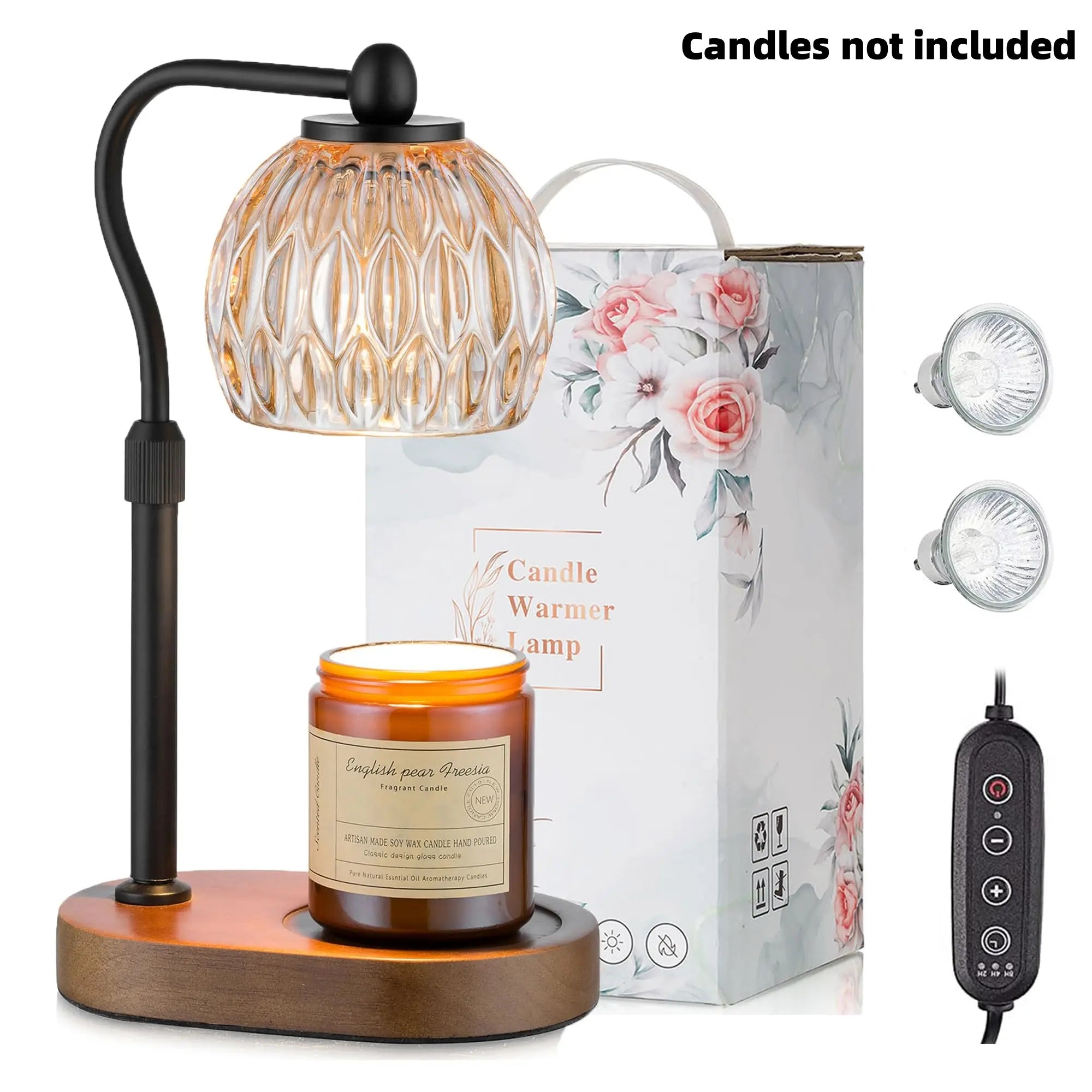Flower Candle Warmer Lamp – Flameless, Adjustable Height, Timer | Elegant Home Decor & Gift for Mom