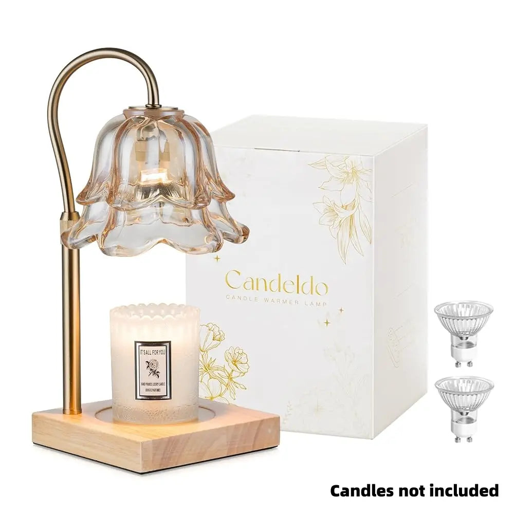 Flower Candle Warmer Lamp – Flameless, Adjustable Height, Timer | Elegant Home Decor & Gift for Mom