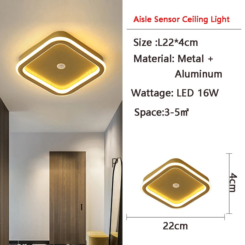Motion Sensor LED Ceiling Light | PIR Auto On/Off | 9W 14W 16W | Indoor Flush Mount Lamp for Bedroom, Hallway, Corridor & Entryway
