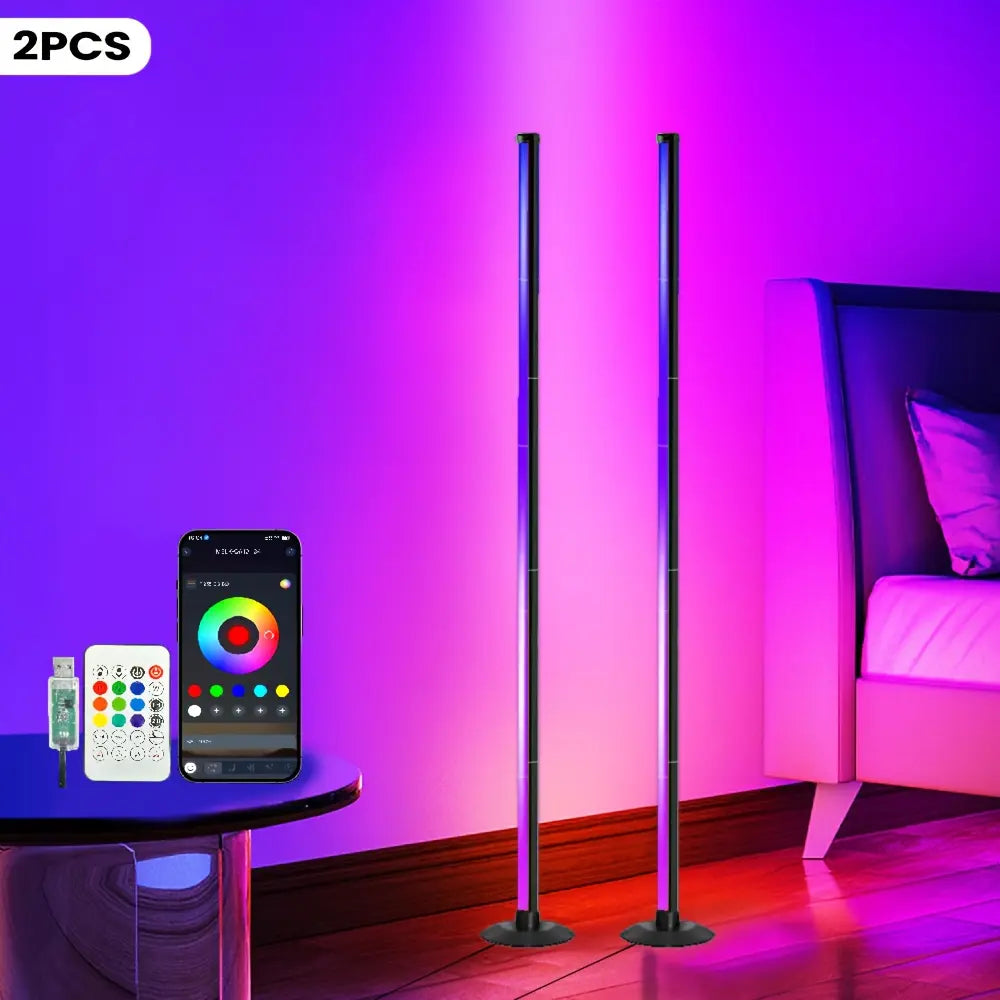 RGBIC LED Floor Lamp Color Changing Corner Light with App & Remote Control Music Sync Smart Ambient Lighting for Gaming Room Living Room Bedroom Decor Modern Cool Stuff for Teens Gamers