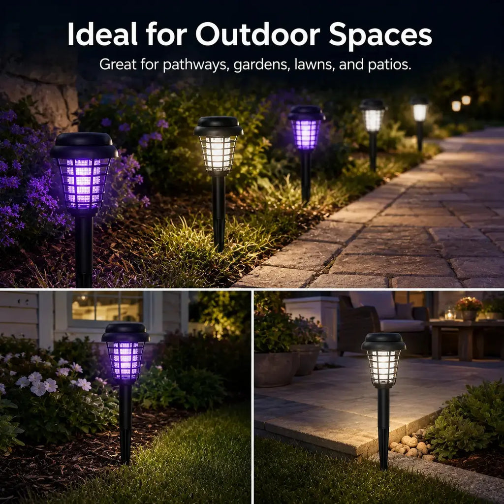 Solar Bug Zapper & Garden Light – UV Insect Killer, Dual Mode, Solar Powered, Weatherproof