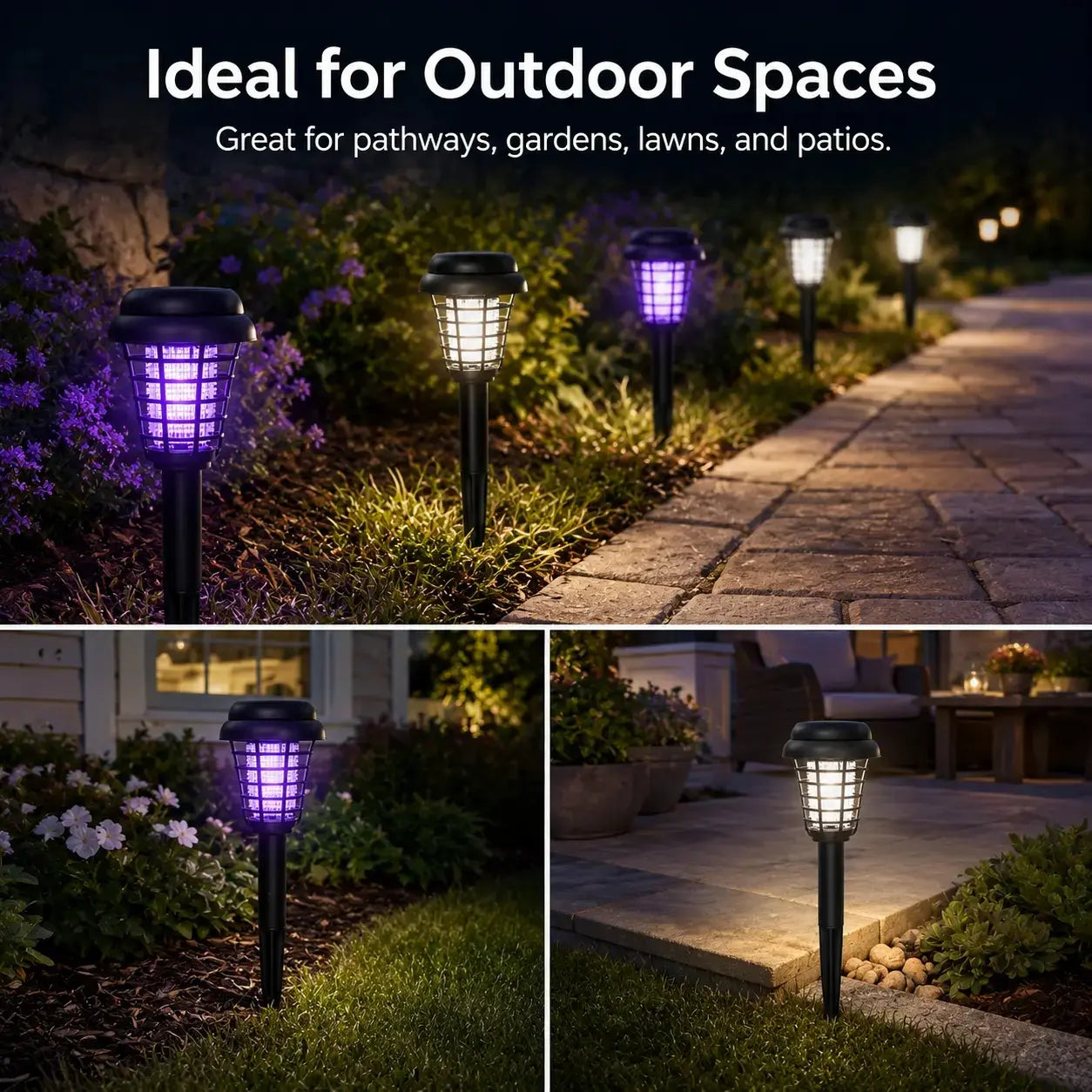 Solar Bug Zapper & Garden Light – UV Insect Killer, Dual Mode, Solar Powered, Weatherproof
