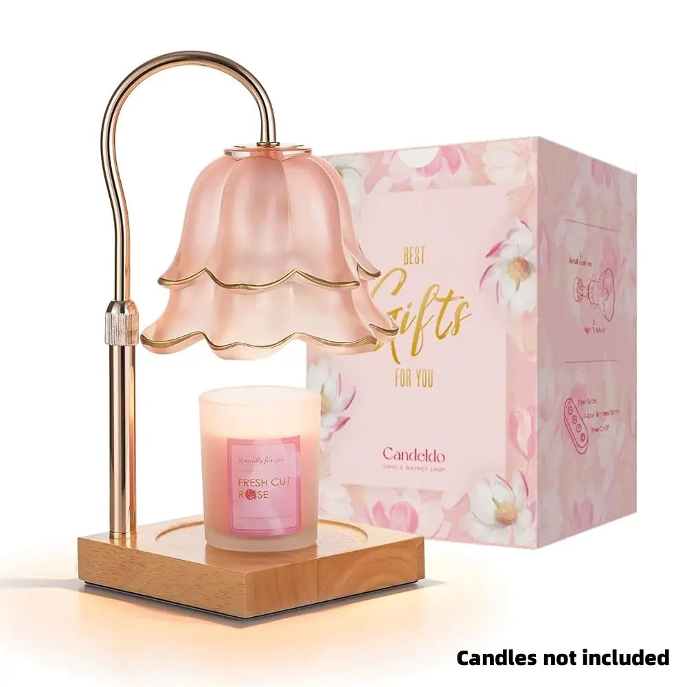 Flower Candle Warmer Lamp – Flameless, Adjustable Height, Timer | Elegant Home Decor & Gift for Mom