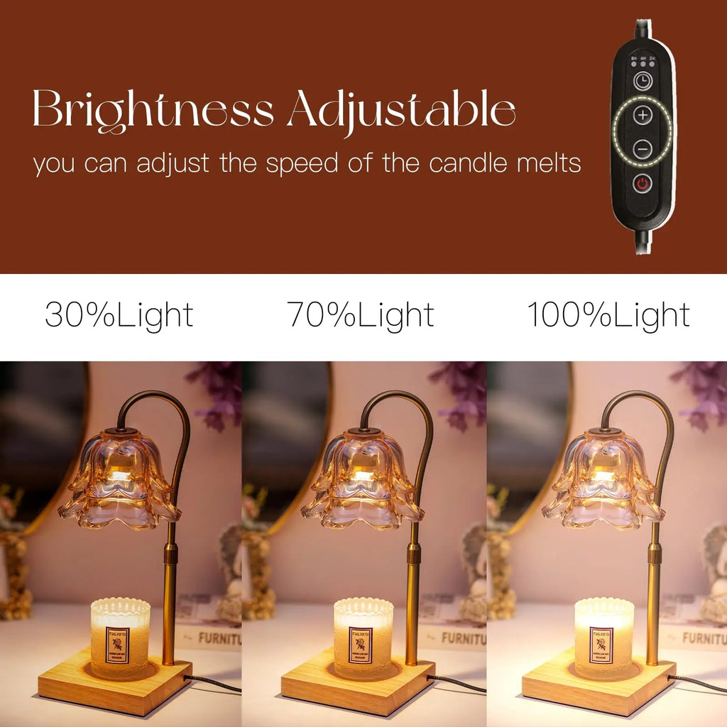 Flower Candle Warmer Lamp – Flameless, Adjustable Height, Timer | Elegant Home Decor & Gift for Mom